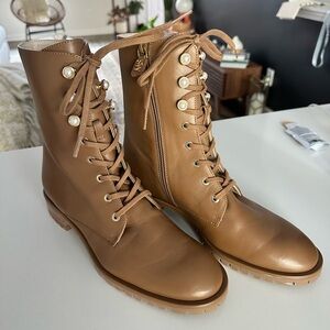 Stuart Weitzman Tan Lace-Up Boots